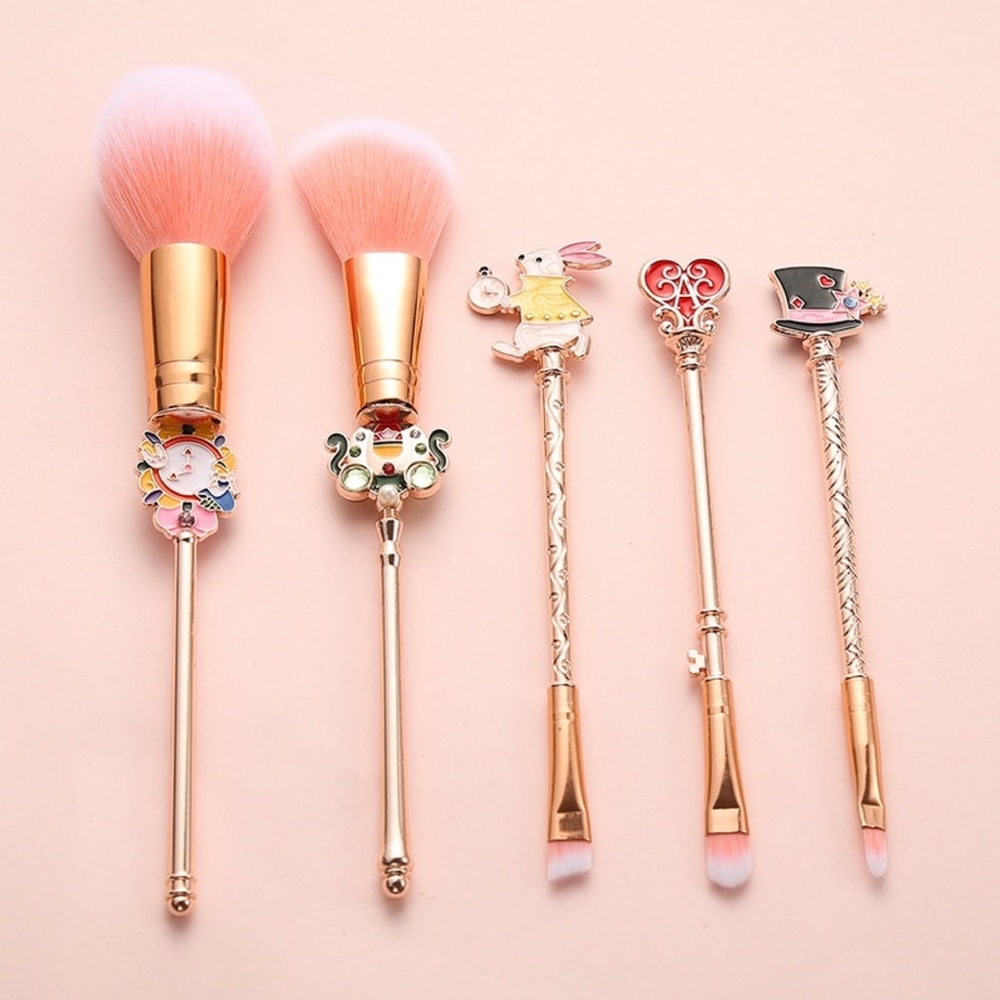 Alice in Wonderland Rose Gold 5 Piece Makeup Brush Set - Picture 2 of 16
